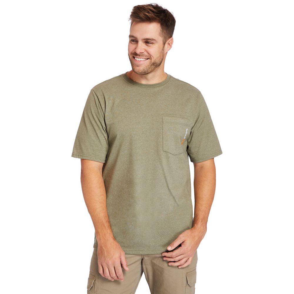 Camisetas Masculino - Timberland Pro® Big & Tall Base Plate Short-Sleeve - EDPOS6190 - Verde Oliva